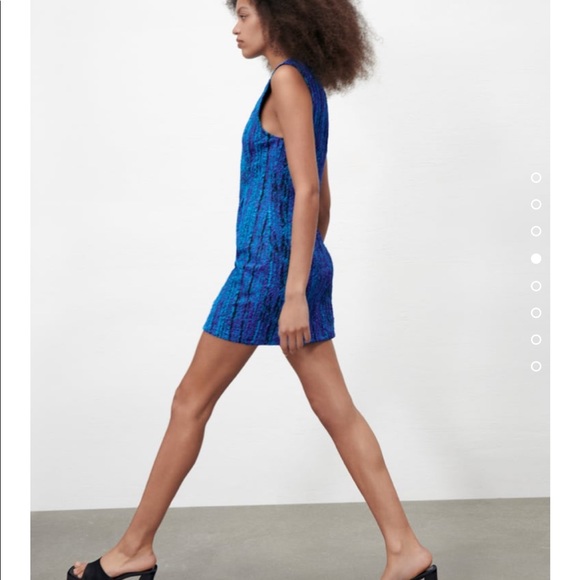 BLUE ZARA MINI DRESS TEXTURED - Picture 3 of 4